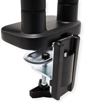 Držiak pre 2x monitor na stôl, úchyt o dosku, pneumatický, max 9kg, rameno 522mm VESA 75/100 čierny