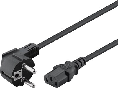 Kábel sieťový 230V, vidlica (CEE7/7) lomená - C13, 2.5m, 1.00mm², 10A, čierny