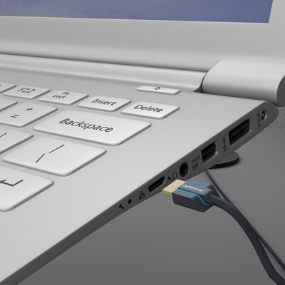 Kábel HDMI M/M 3m, High Speed+Eth, 4K@60Hz, HDMI 2.0, 18G, pozl. konektor, modrý, Slim, C