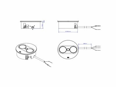 TWIST2 ROUND 1xUTE 230V, nabíjačka (USB A + USB C), 2m kábel 1.5mm², vidlica CEE7/7, čierna