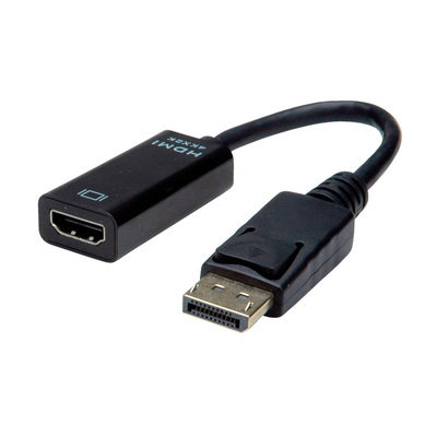 Adaptér DisplayPort na HDMI M/F, 4K@30Hz (DP 1.2, HDMI 1.4), 15cm, čierny