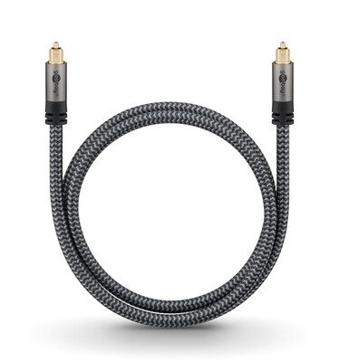 Kábel Toslink audio optický SPDIF prepojovací M/M 10m, ø6.5mm, pozl. konektor, čierny/sivý