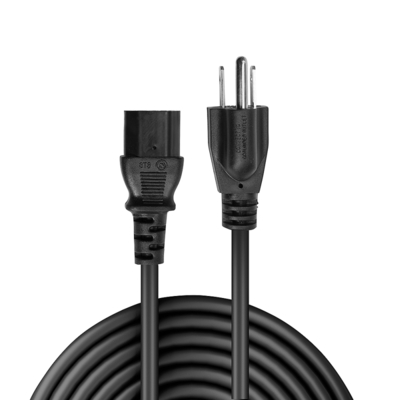 Kábel sieťový 230V, vidlica (NEMA 5-15P) US priama - C13, 5m, 0.83mm², 10A, čierny