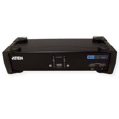 KVM switch/prepínač 2PC, DVI-I, USB, USB hub, audio