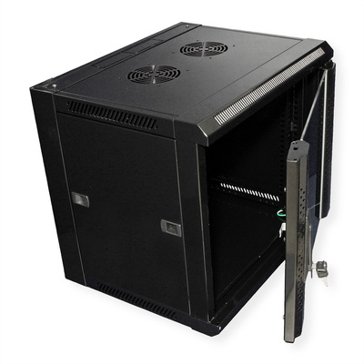 19" Rack na stenu 9U, čierny, 505x570x450 mm (HxWxD), odnímateľné bočnice §§