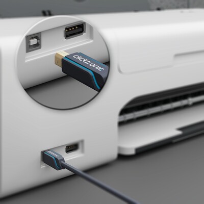 Kábel USB 3.2 Gen 1, A-B M/M 1.8m, 5Gbps, modrý, ClickTronic, pozl. konektor