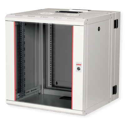 19" Rack na stenu 12U, sivý, 640x600x600mm (HxWxD), RAL7035, PRO, otočný (2-dielny)