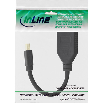 Adaptér mini DisplayPort - DisplayPort, M/F, v1.2, 4K@60Hz, 15cm, čierny