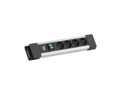 Predlžovačka CONNECTUS, 4xUTE 230V, vypínač, 2m kábel 1.5mm², hliník, čierna