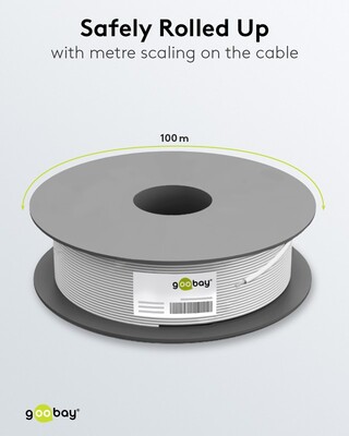 Kábel koax. návin 100m, RG59, 75 Ohm, 2x tienený, 100 dB, 6.9mm, CCS, biely