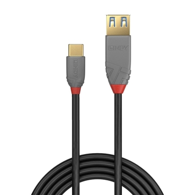 Kábel USB 3.2 Gen 2, Typ C CM/AF 0.15m, 10Gbps, OTG, čierny, Anthra Line