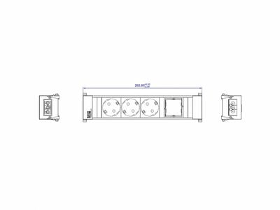 CONFERENCE / TOP FRAME 3xSCHUKO 230V, 1xCustom, GST18 IN/OUT, hliník/čierny