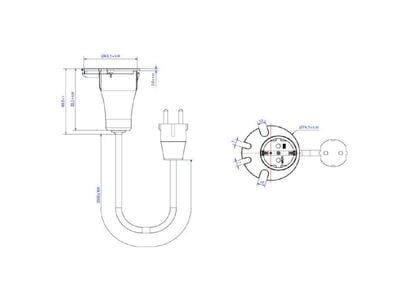 LOOP IN Káblová prechodka 80mm, 1x SCHUKO 230V, 2m kábel ø1.5mm², čierna