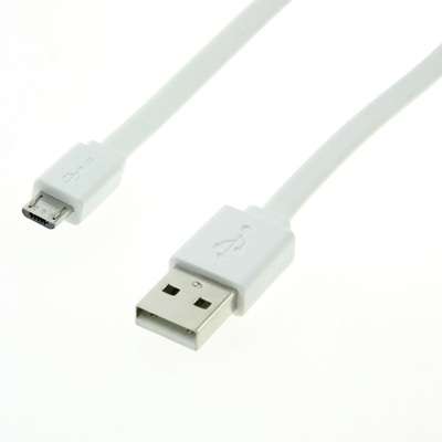 Kábel USB 2.0 A/MICRO-B M/M 1m, High Speed, biely, 100%meď, flexibilný, plochý, TPE plášť