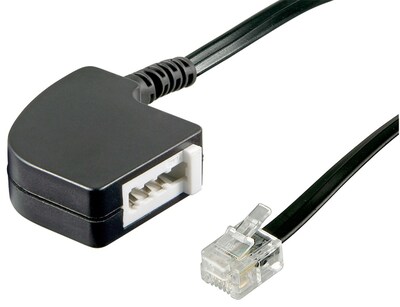 Adaptér telefónny RJ11/TAE F M/F kábel 0.2m, čierny, 10ks/bal