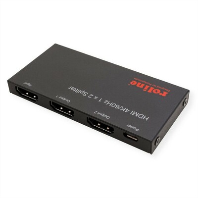 Video distribútor/splitter HDMI 1IN/2OUT UHD 4K (60Hz) 18G, Ultra Slim, čierny, napájanie micro USB