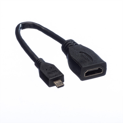 Káblový adaptér HDMI/HDMI micro F/M 0.15m, High Speed+Eth, 4K@30Hz, HDMI 1.4, čierny