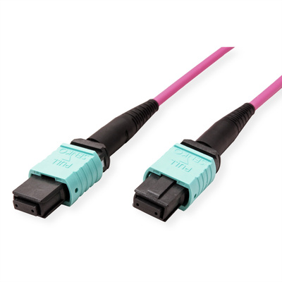 Fiber kábel MPO-MPO, 15m Duplex OM4(50/125µm), LSOH, 4.5mm, Trunk Cable, fialový, Typ-A