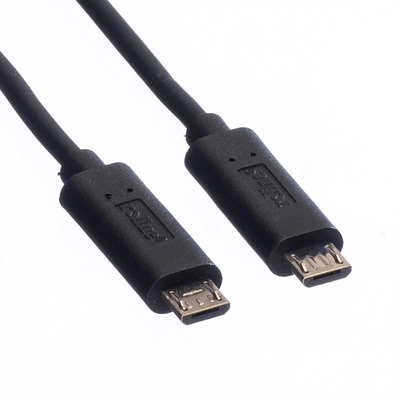 Kábel USB 2.0 MICRO-B - MICRO-B M/M 0.3m, High Speed, čierny, napájací