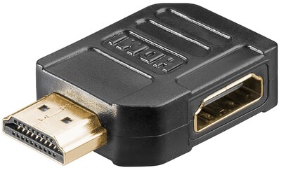 Uhlový adaptér HDMI M/F 90°, smerom doprava, 4K@60Hz, čierny, pozl. kon.