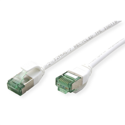 U/FTP Patchkábel TPE 0.3m cat.6a, biely, slim, Cu, Flex Cable, Roline Recycled Material