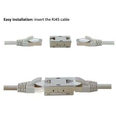 Spojka RJ45, cat.6a, tienená, kovová Gigabit, Slim