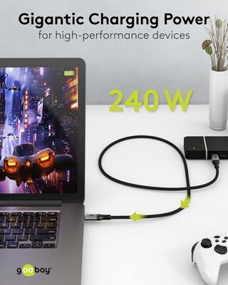 Kábel USB 4 Gen 3x2, Typ C CM/CM 1.5m, 80Gbps, PD 240w 48V5A, oplet, čierny