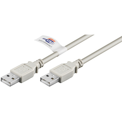 Kábel USB 2.0 A-A M/M 5m, High Speed, sivý, CERT
