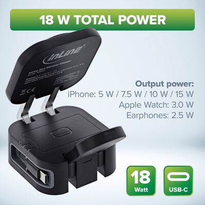 Nabíjačka bezdrôtová (wireless), skladacia 3v1, MagSafe kompatibilná,15W