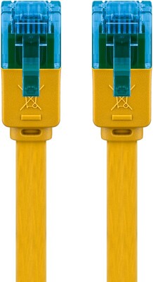 UTP Patchkábel 1m cat.6a, žltý, plochý, Cu