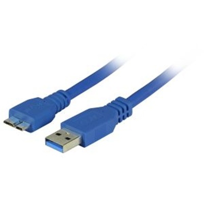 Kábel USB 3.2 Gen 1, A-MICRO-B(3.0) M/M 1m, 5Gbps, modrý, premium