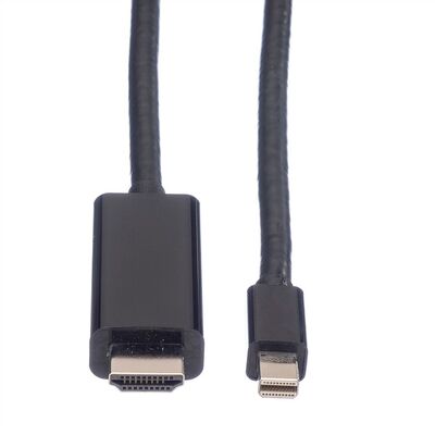 Kábel DisplayPort mini na HDMI M/M 1m, jednosmerný, 4K@60Hz UHD, audio, čierny