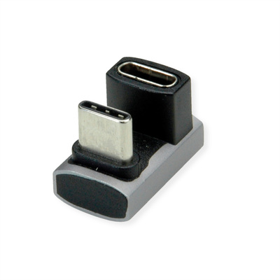 Adaptér USB 4 Gen 3x2, Typ C CM/CF, zahnutý 360°, 40Gbps, PD 240W, sivý/čierny
