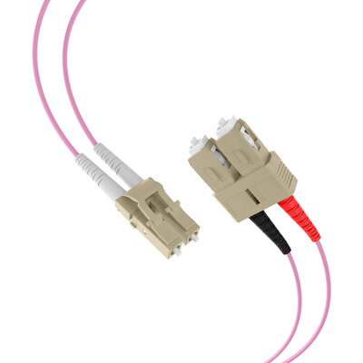 Fiber kábel LC-SC, 30m Duplex OM4(50/125µm), LSOH, 2mm, fialový