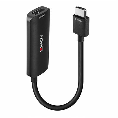 Konvertor HDMI na DisplayPort M/F, 8K@60Hz, 48Gbps, napájanie cez micro USB, 15.7cm, čierny