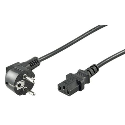 Kábel sieťový 230V, vidlica (CEE7/7) lomená - C13, 2.5m, 1.00mm², 10A, čierny