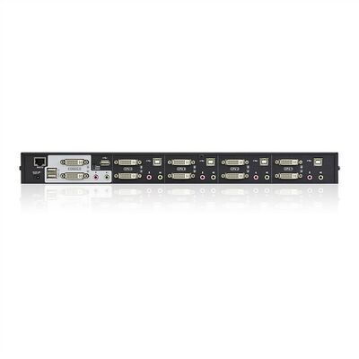 KVM switch/prepínač 4PC, DVI-I, USB, USB hub, audio, DUAL VIEW