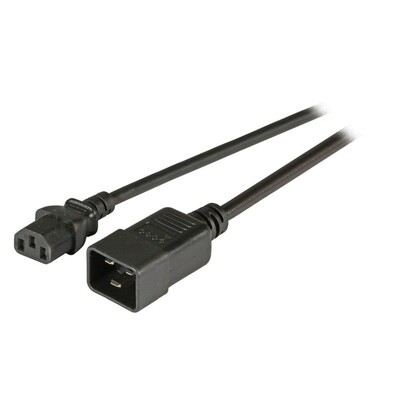 Kábel sieťový 230V predlžovací, C13 - C20, 1.8m, 1.00mm², 10A, čierny