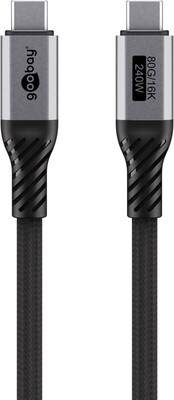 Kábel USB 4 Gen 3x2, Typ C CM/CM 1.5m, 80Gbps, PD 240w 48V5A, oplet, čierny
