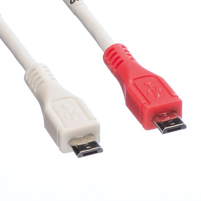 Kábel USB 2.0 MICRO-B - MICRO-B M/M 0.3m, High Speed, biely, napájací