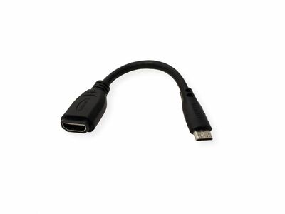 Káblový adaptér HDMI/HDMI mini F/M 0.15m, High Speed+Eth, 1920x1200@60Hz, HDMI 1.4, čierny