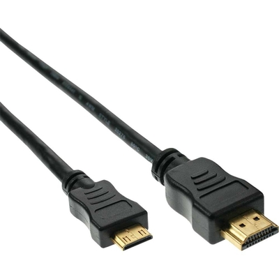 Kábel HDMI/HDMI mini M/M 1.5m, High Speed+Eth, 4K@30Hz, HDMI 1.4, G pozl. konektor, čierny