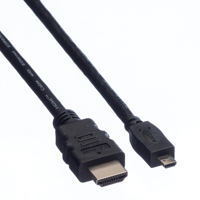 Kábel HDMI/HDMI micro M/M 2m, High Speed+Eth, 4K@30Hz, HDMI 1.4, čierny