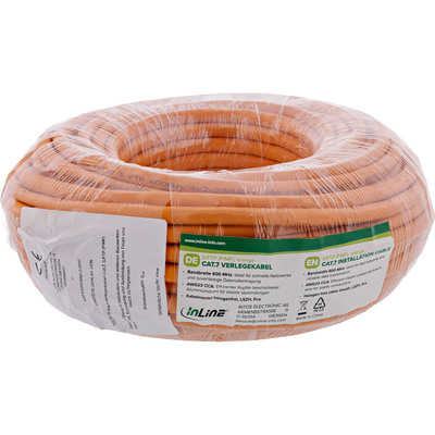 S/FTP (PiMF) drôt 50m cat.7, AWG23, 600Mhz, 10GBase-T, oranžový, pomedený, PoE+