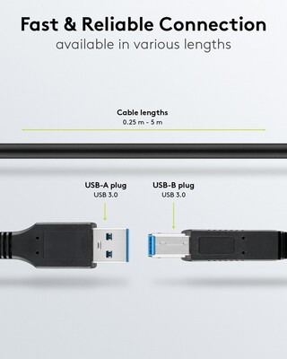 Kábel USB 3.2 Gen 1, A-B M/M 1m, 5Gbps, čierny