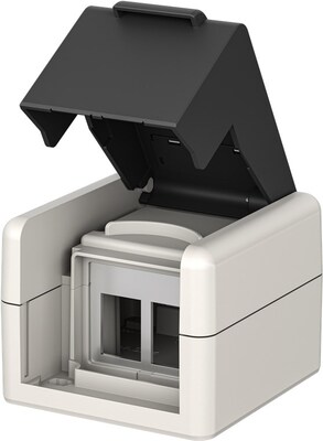 BOX na omietku - montážna krabica, IP44 vonkajší, 2x Keystone, biely s čiernym krytom