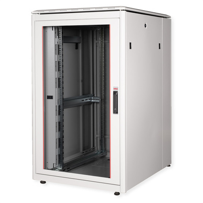 19" Rack na podlahu 26U, 1342x800x1000mm (HxWxD), PRO, sklenené dvere, sivý