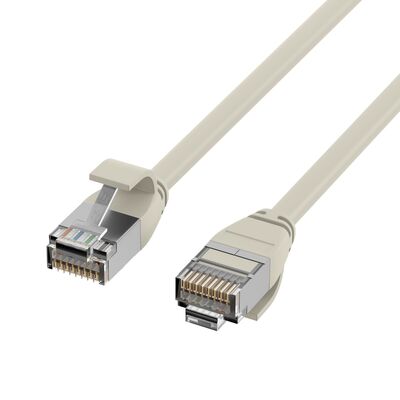 U/FTP (PiMF) Patchkábel LSOH TPE 0.25m cat.6a, sivý, slim, Cu, UltraFlex, Ø4mm