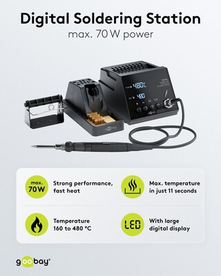 Elektrická spájkovačka 70 W, profi digitálna s LCD displejom, 160–480°C, čierna
