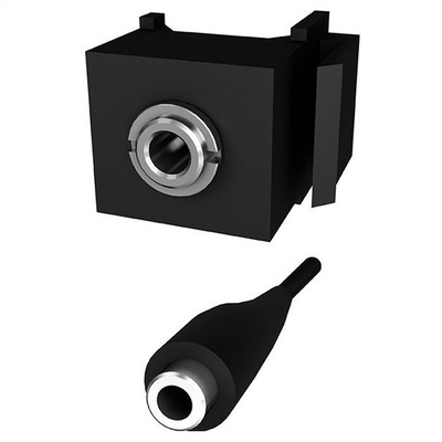 Modul 3.5mm stereo F/F Keystone, 20cm kábel, čierny